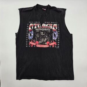 Vintage 1995 Sturgis 55th Annual Bike Rally Muscle Tee Shirt Black XL USA Made